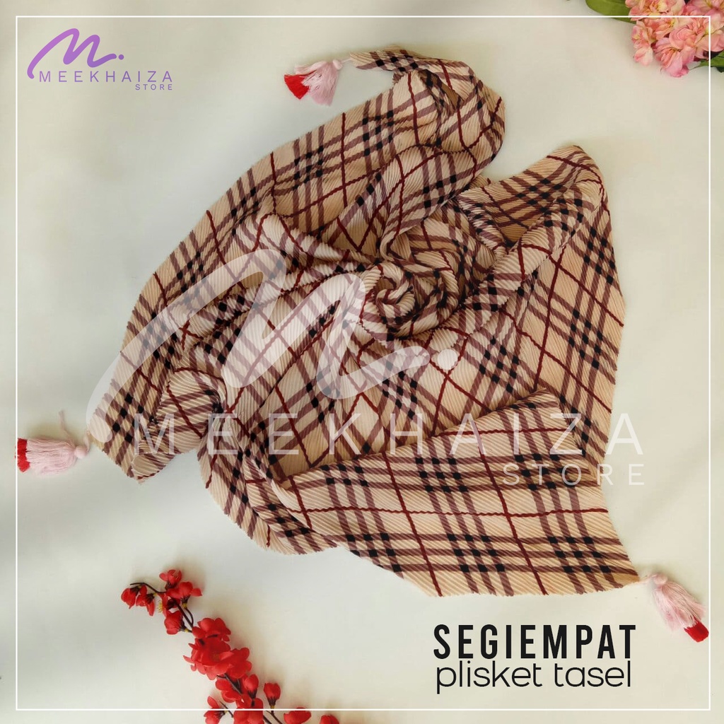 HIJAB TERBARU SEGIEMPAT PLISKET MOTIF TASEL ORIGINAL / JILBAB SEGI EMPAT TASSEL NN DAFANYA PREMIUM /