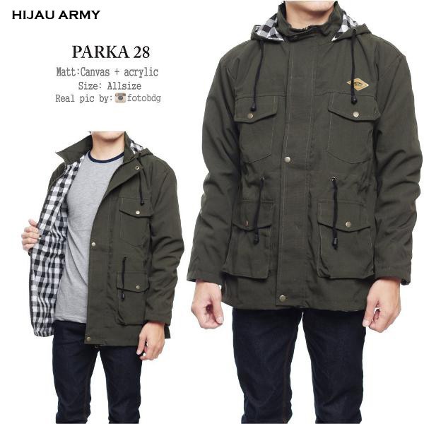  JAKET PARKA PRIA COWOK KANVAS PREMIUM HIJAU ARMY Shopee 