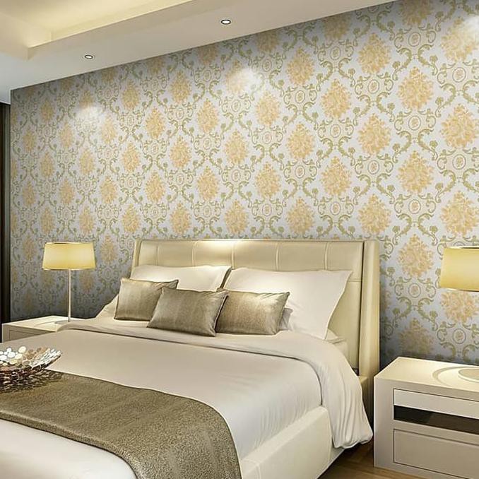 Trendi Wallpaper Dinding Motif Batik Emas Sale