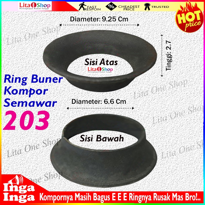 Burner Ring Cor Api Kompor Gas Semawar 203 / Mangkuk Kepala Mawar 03