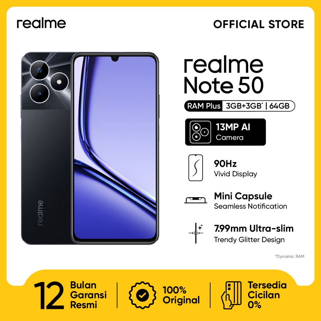 realme Note 50 3GB+3GB*|64GB (90Hz Vivid Display | Mini Capsule | Ultra SLim Body | 13 MP AI Camera | 5000mAh Battery)-6