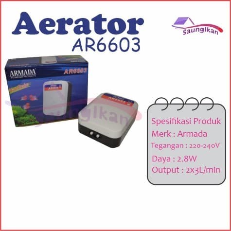 Pompa Udara Aerator AC DC Rechargeable Aquarium ARMADA AR 6603 AR6603