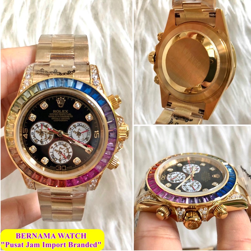BEST SELLER  JAM TANGAN PRIA KEREN ROLEX DAYTONA RAINBOW MATIC DIAMETER 42MM JAM TANGAN PRIA KEREN B