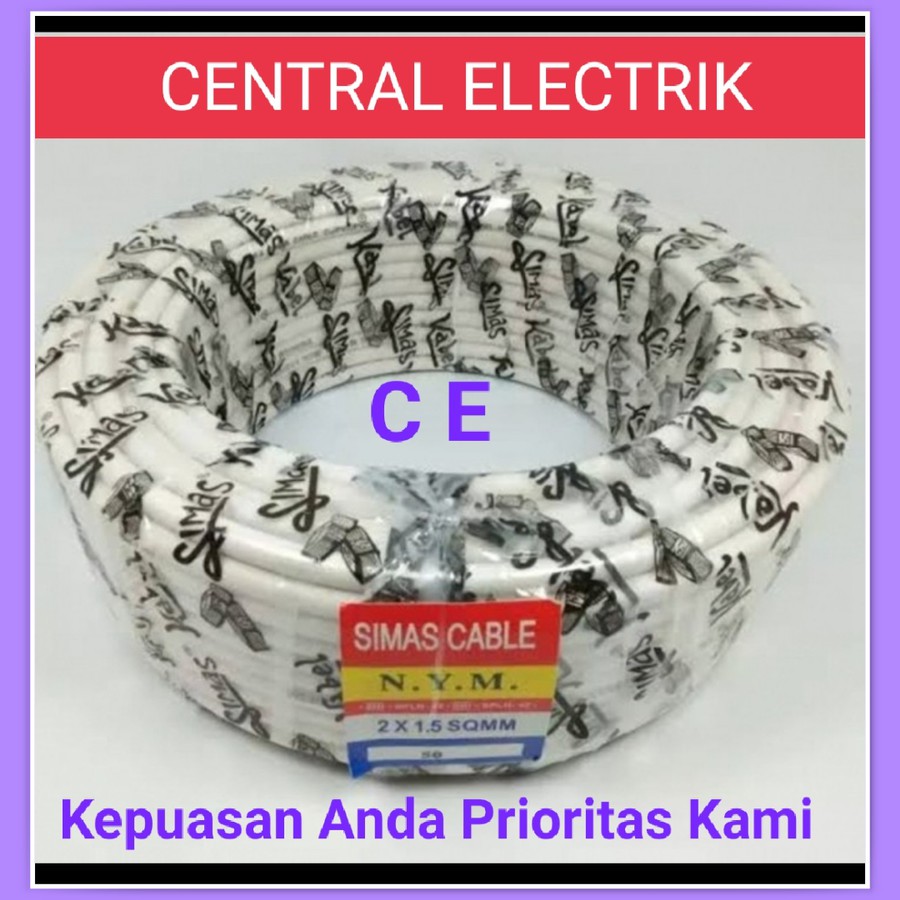 KABEL SIMAS NYM 2X1,5 / SNI /TEMBAGA / 50 MTR