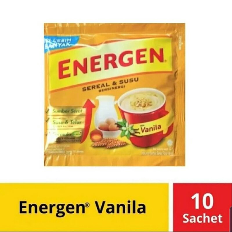 

Energen rasa Vanila sereal dan susu bersinergi 34gr 1renteng 10sashet 1 renteng 10 sashet 10sashet