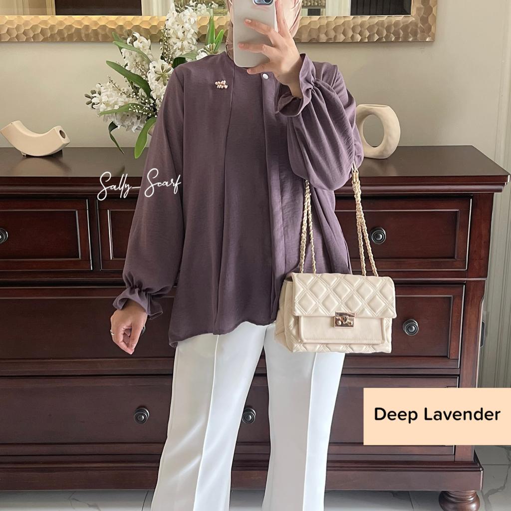 Anona crinkle airflow blouse wanita busui full kancing / oversized-Deep Lavender