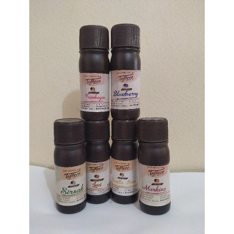 

Toffieco perisa Vanilla krim, Markisa, Blueberry, Sirsak Frambosen, Leci 25gr