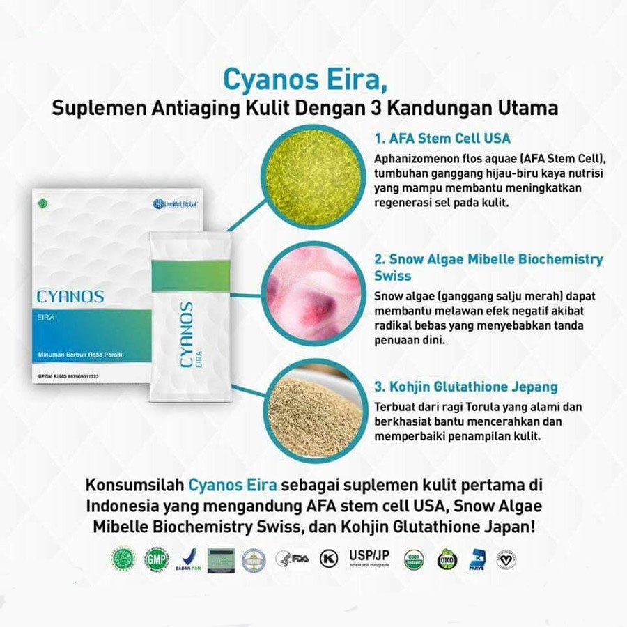 Cyanos Eira Vitamin Kulit / Glutathione / Extract AFA