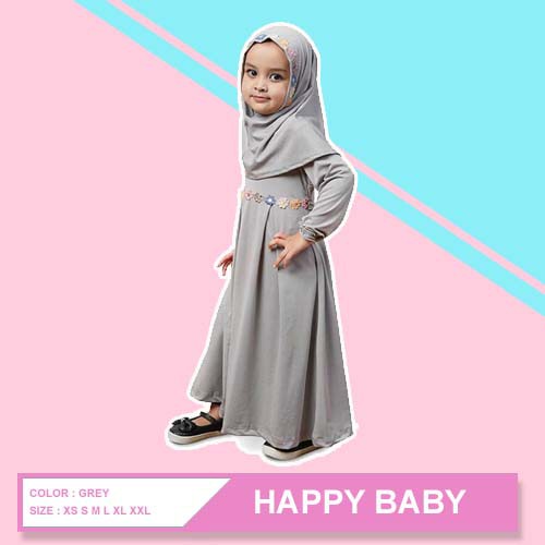 P646- GAMIS | BAJU MUSLIM ANAK PEREMPUAN JERSEY MURAH ABU ABU