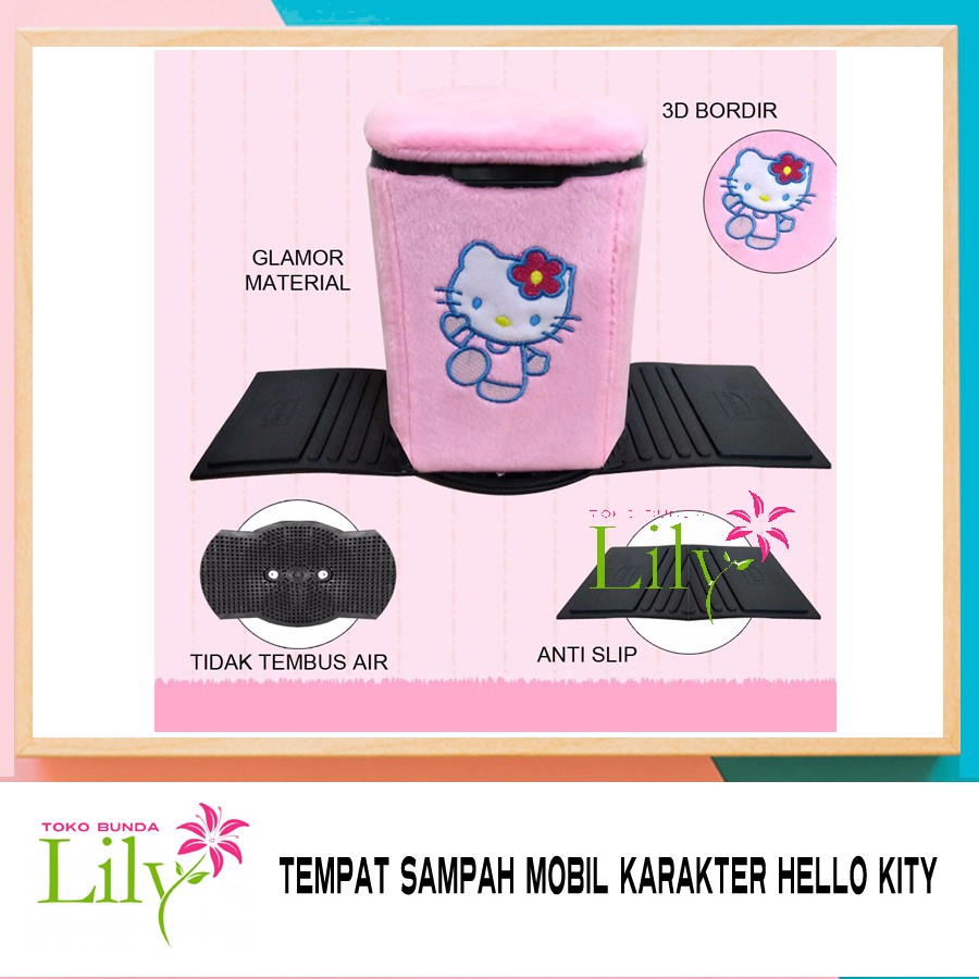 Tempat Sampah Mobil Motif Hello Kity / Aksesoris Mobil Hello Kity