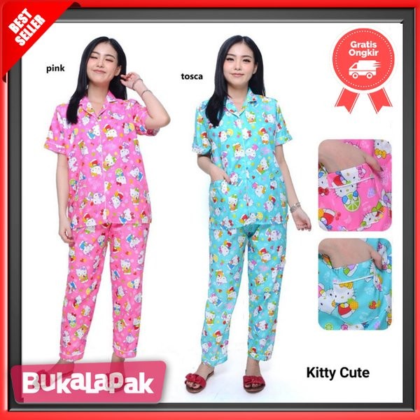 Piyama Wanita Dewasa / Baju Tidur &amp; Setelan Motif Hello Kitty,