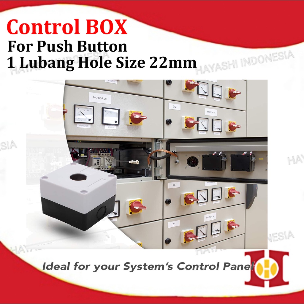 Control Box Kotak Switch Push Button 1 2 3 4 Lubang 22mm Putih Kuning