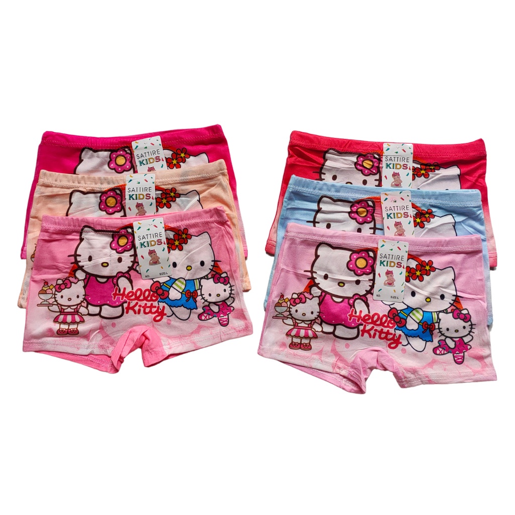 3 Pcs Boxer Anak Perempuan Celana Dalam Boxer Anak Cewek SATTIRE KIDS