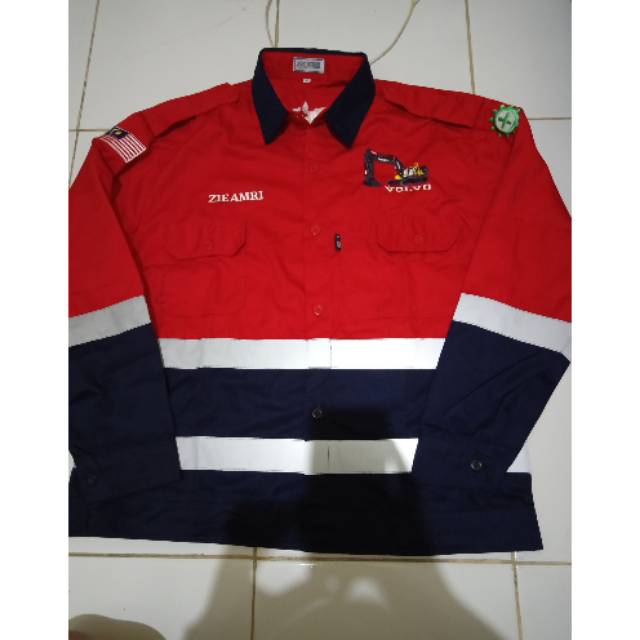 Kemeja panjang pria/seragam kerja proyek alat berat/baju kerja operator lengan panjang murah