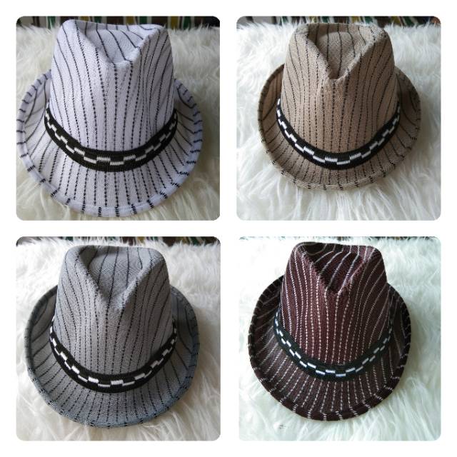 Topi fedora anak strip