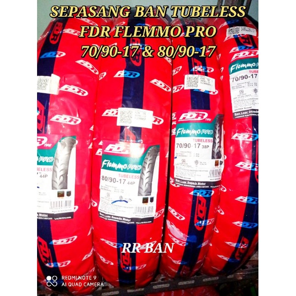 sepasang 2 ban tubeless fdr flemmo pro 70/90-17 dan 80/90-17 ban honda revo supra 125 karisma vega j