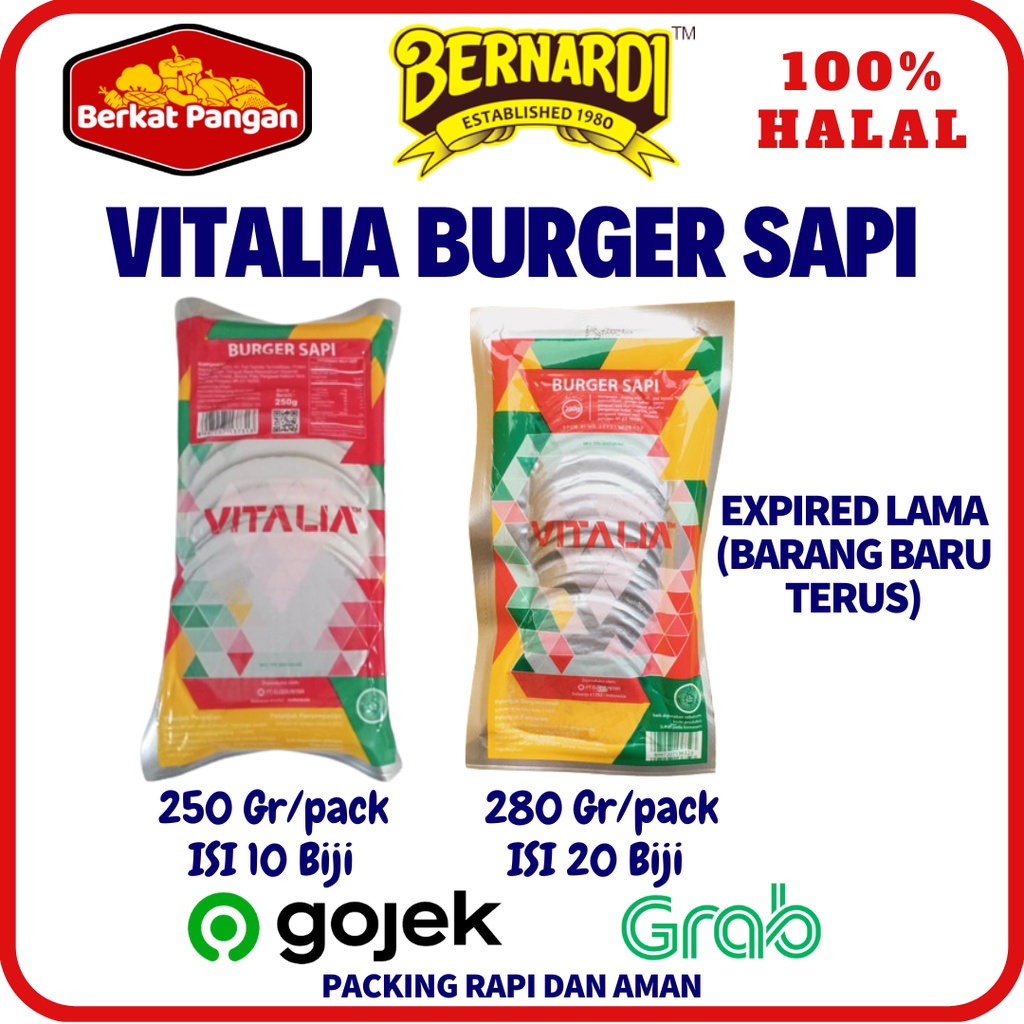 Vitalia Burger Sapi Besar isi 10pcs 250gr/ Burger Sapi Kecil isi 20 pcs 280 gr