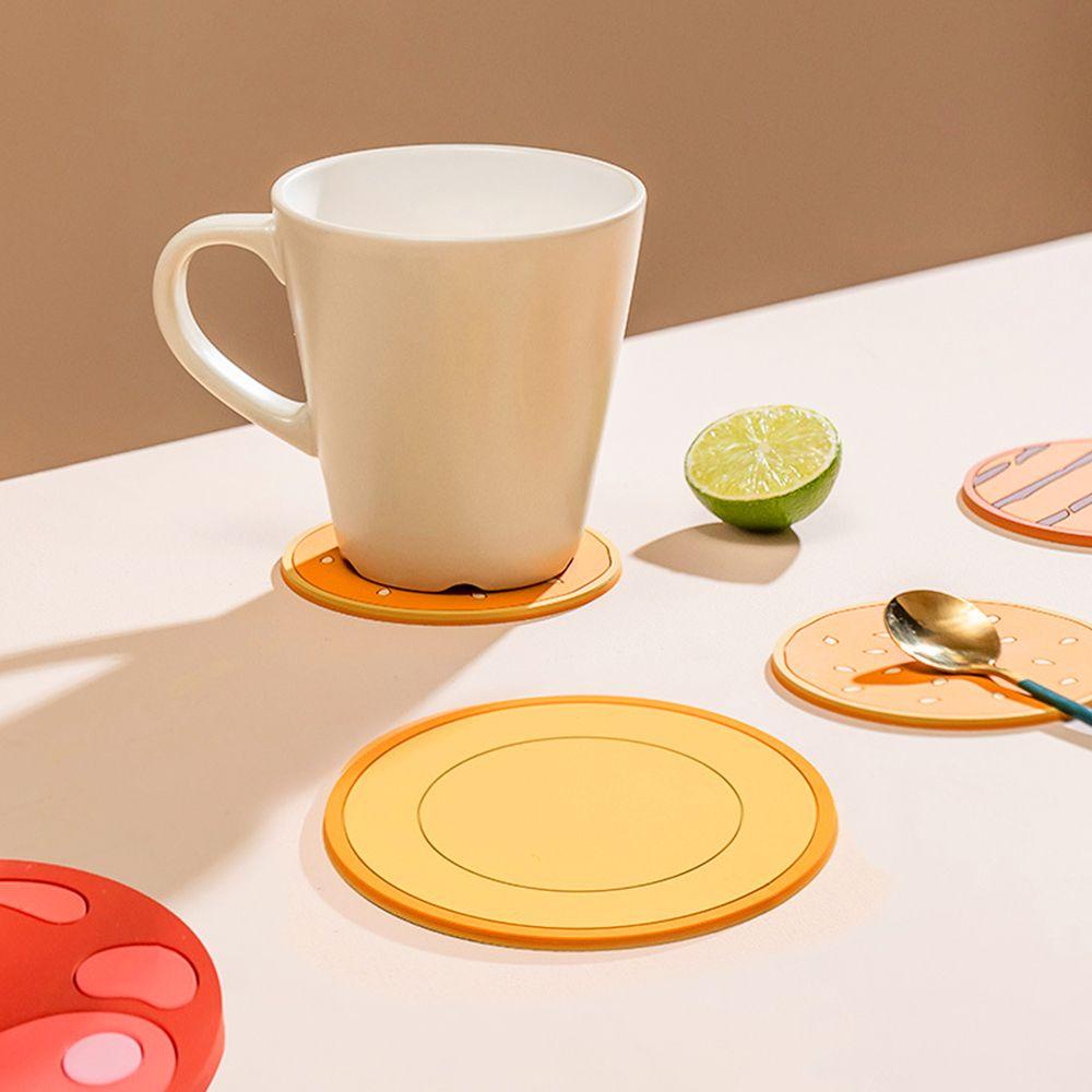 [Elegan] Cup Coaster Kreatif Tahan Minyak Isolasi Table Mat Hamburger Bentuk Tatakan Menebal Dekorasi Meja