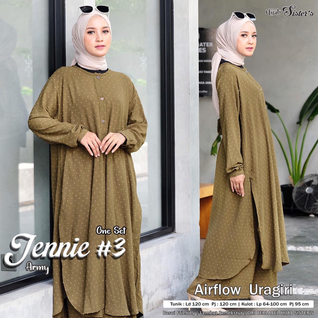 Hijab Sisters Jennie Set Jumbo / Setelan Celana Wanita Fashion Muslim Tunik / One Set Crinkle Airflow LD 120-4
