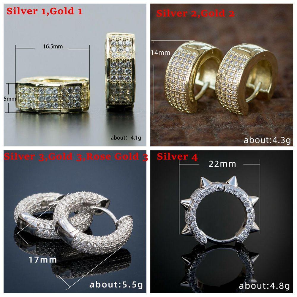 PINEAPPLE Penuh Zirkon Anting Wanita Pria Helix Tulang Rawan Tragus Cubic Zirconia Huggie Hoop Earring Hoop Menjuntai Ear Stud