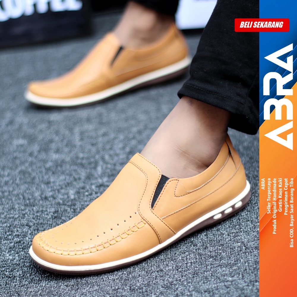 Sepatu Kulit Slip On Casual Pria - Abra jimyth