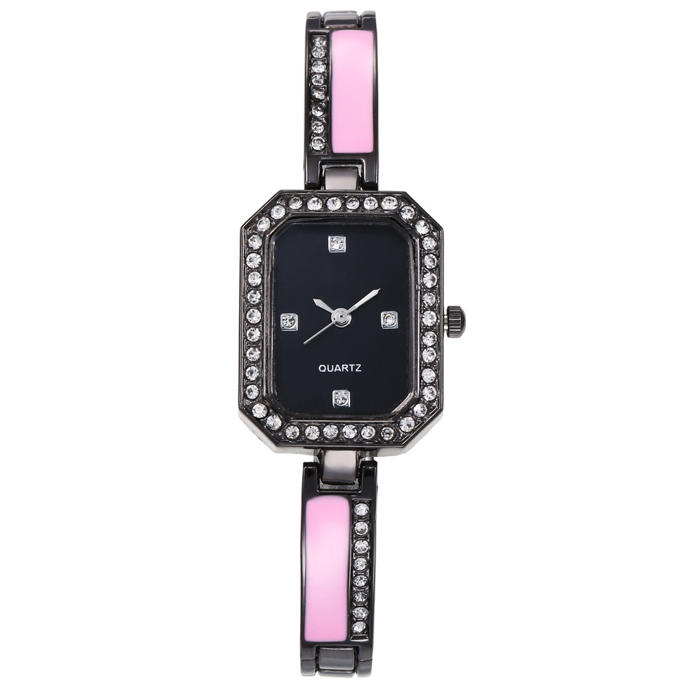 COD Jam Tangan Quartz Strap  Analog Casual Gaya Retro Untuk Wanita Watch Korean Fashion W187-Hitam pink