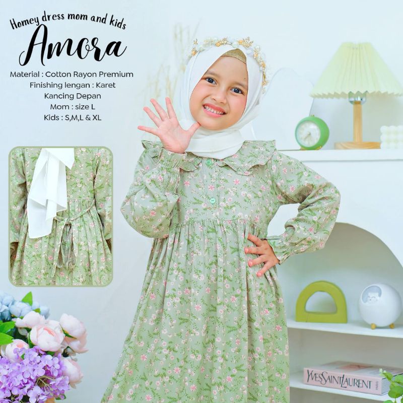 BeautyOne - Homey Dress Amora Jumbo Gamis Mom &amp; Kids Couple Dress Flower Bahan Katun Rayon Premium Nyaman Dipakai | Bisa COD