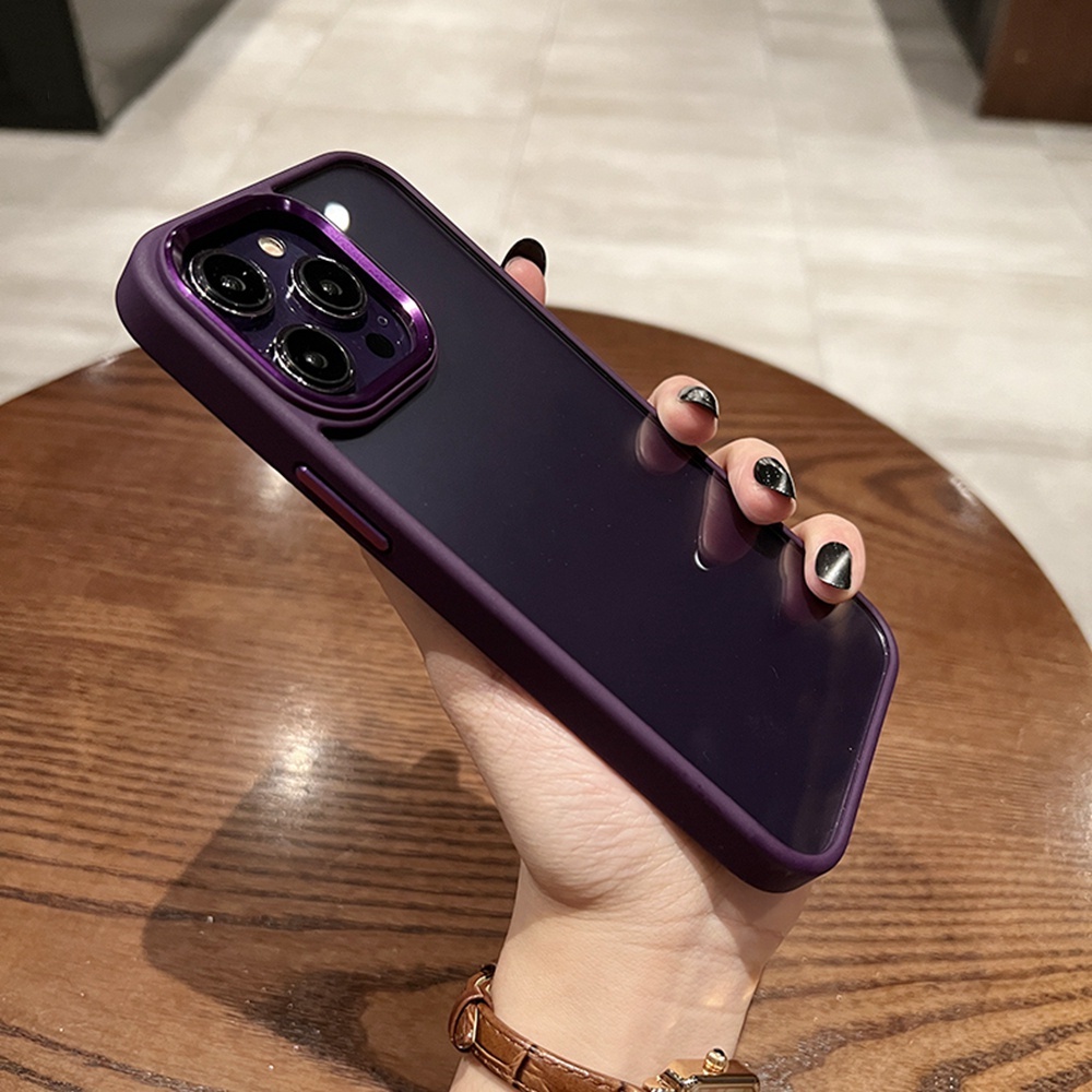 NEW ！！Dark purple Alpine Green Transparent Metal Lens Protection Case For iPhone 14 13 12 11 Pro XS Max XR X 7 8 Plus Silicone Bumper Shockproof Cove