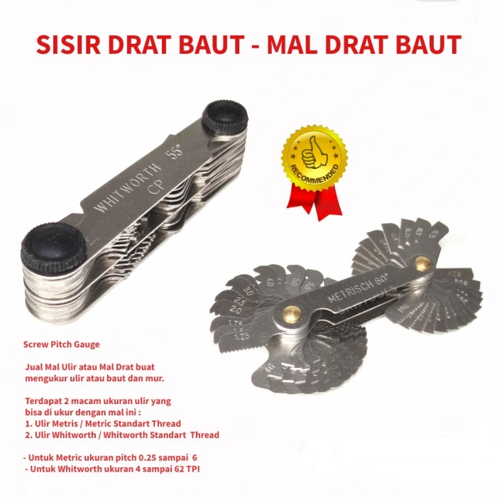 Kunci Pengukur Drat / Sisir Drat / Mal Drat / Alat Ukur Drat Baut