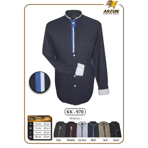 Terbaru Dan Terlaris Baju Koko Pria Arzun Premium Lengan Pendek Lengan Panjang model Kancing Full Re