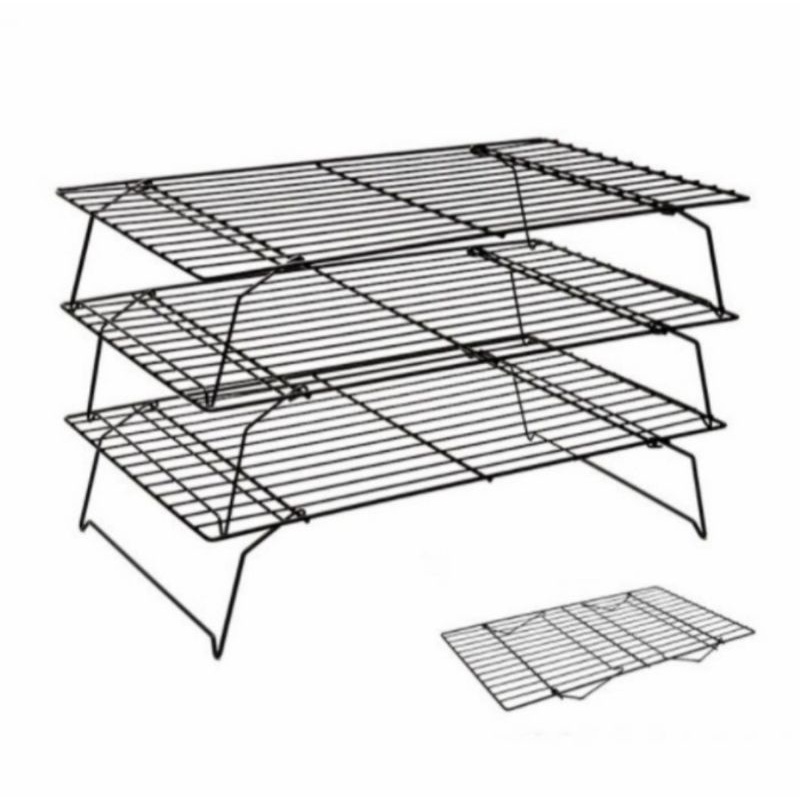 Cooling rack rak pendingin kue pie biskuit 3 tingkat susun 40x25cm