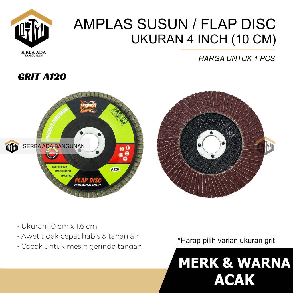 AMPLAS GERINDA / AMPLAS SUSUN / FLAP DISC 4 INCH FLAPDISC SANDING POLISHING TERMURAH