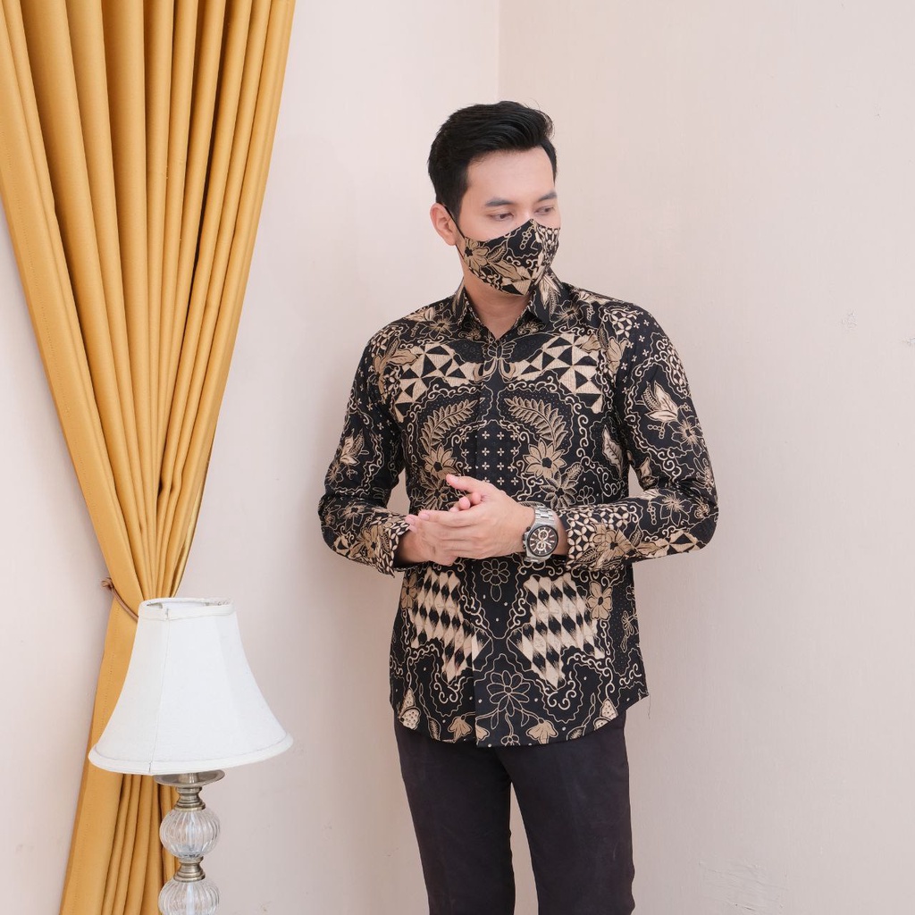 Batik Slimfit Pria Kemeja Baju Batik Pria Lengan Panjang Modern Premium Furing Aluna KJ 21