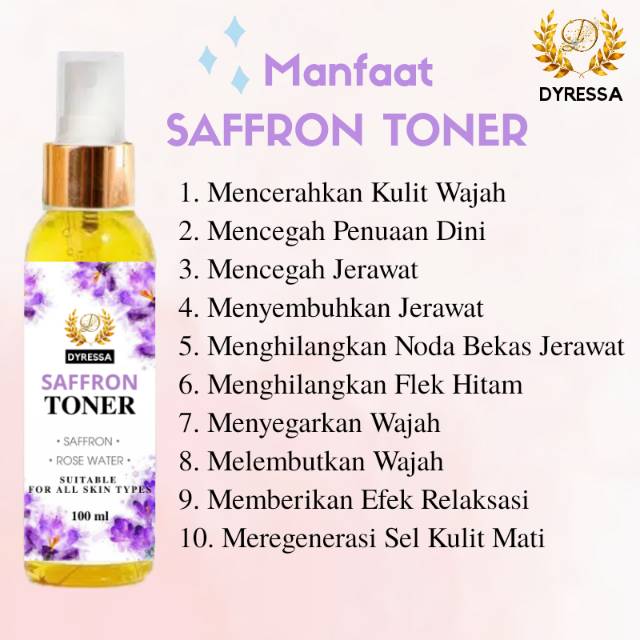 Saffron Toner Dyressa Solusi Jerawat Dan Bekas Jerawat Rose Water Alami Murah Indonesia