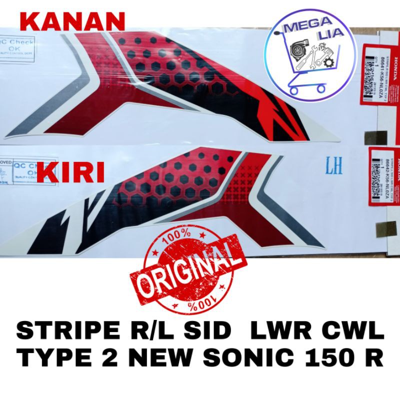 Stiker Body NEW SONIC 150 R KANAN KIRI SET TYPE 2  SID LWR CWL ORI