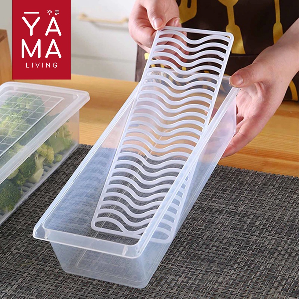 YAMA SARADA Kontainer Kulkas Makanan dengan Saringan Food Storage Box With Strainer Drainer