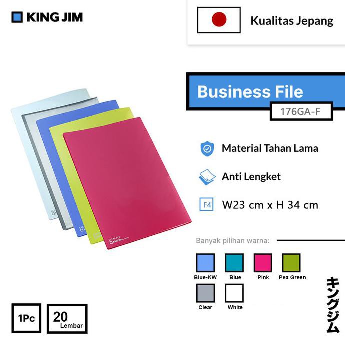

Clear File King Jim Folio 176GA-F / Clear Holder Folio F4 20 Pocket - Pea Green