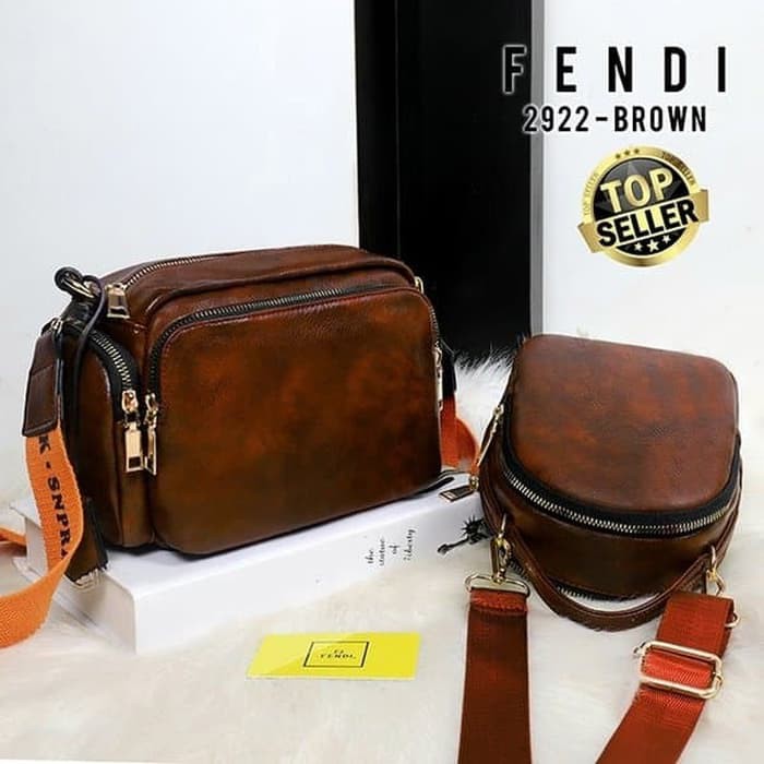 tas wanita selempang fendi shoulder bag 2 in 1 set mini bag slingbag