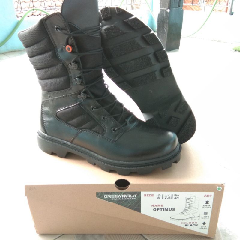 SEPATU PDL MODEL JATAH TNI AU GREEN WALK MODEL OPTIMUS HITAM SOL RADIAL