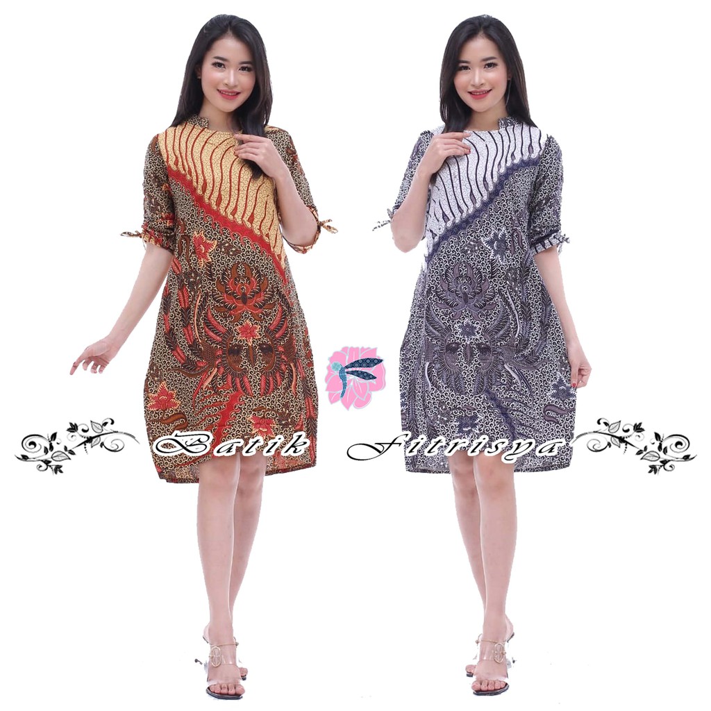 Tunik Batik - JUMBO MOTIF BURUNG EMAS PUTIH MODEL TERBARU & TERLARIS BATIK PREMIUM WANITA