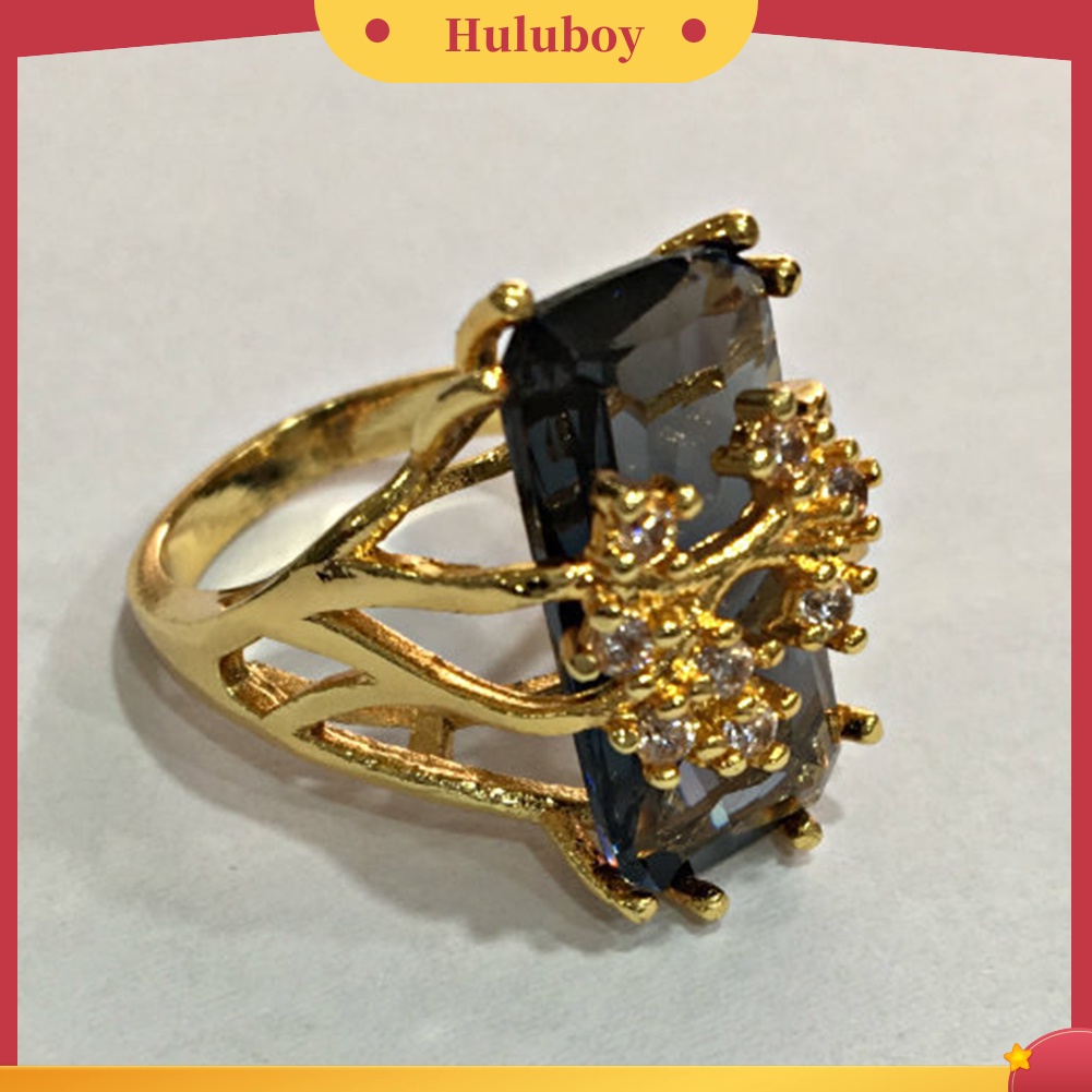 Hu Hu Hu Hu Hu Alat Bantu Pasang Kacamata♡ Cincin Wanita Bentuk Persegi Panjang Aksen Berlian Imitasi Gaya Vintage Untuk Pernikahan