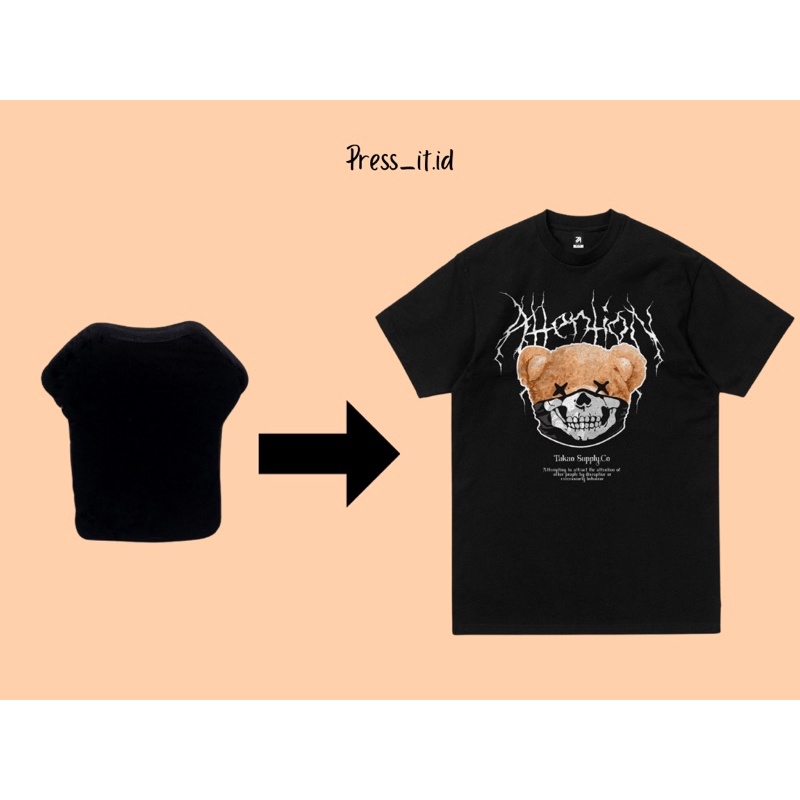 T-Shirt Cotton Compress Premium Bear Skull Black
