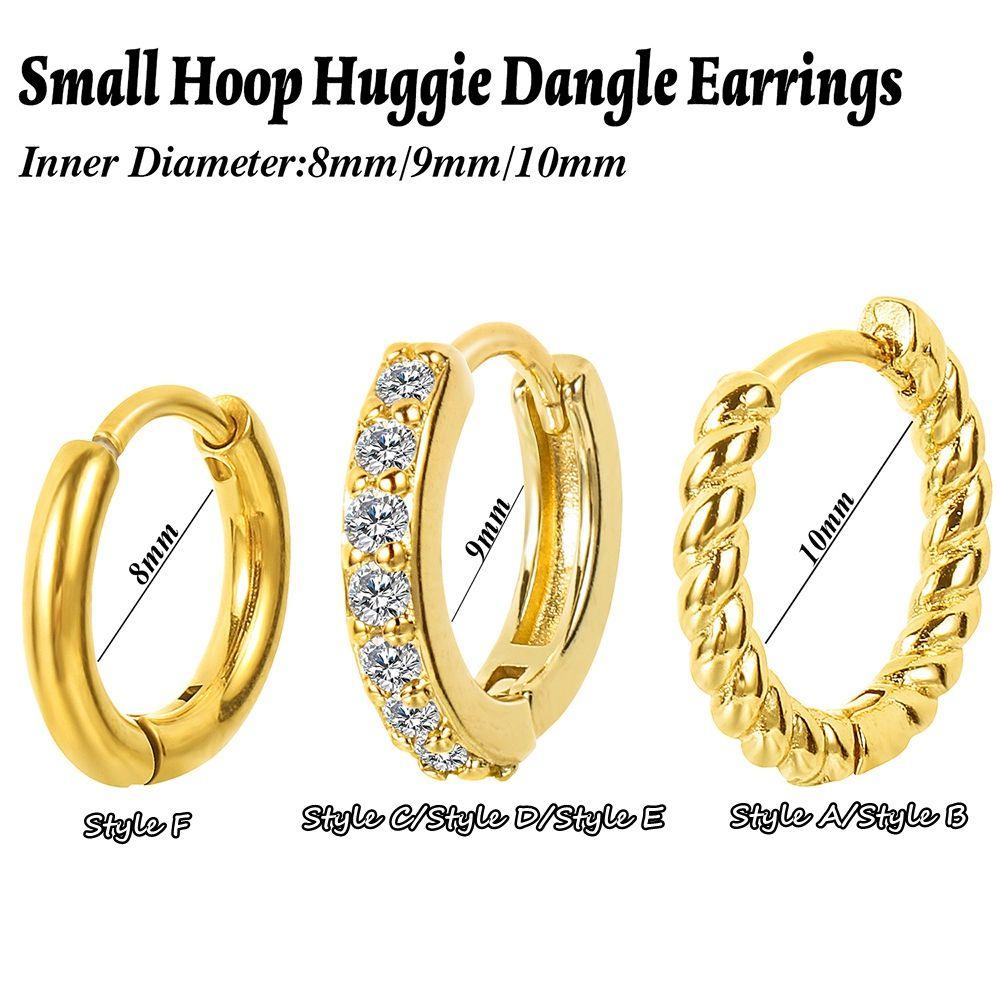 Preva Colorful CZ Earrings Emas Perak Biru 8mm Cincin Hidung Huggie Hoop Earring Perhiasan Tubuh Daith Keong Snug CZ Tindik Telinga