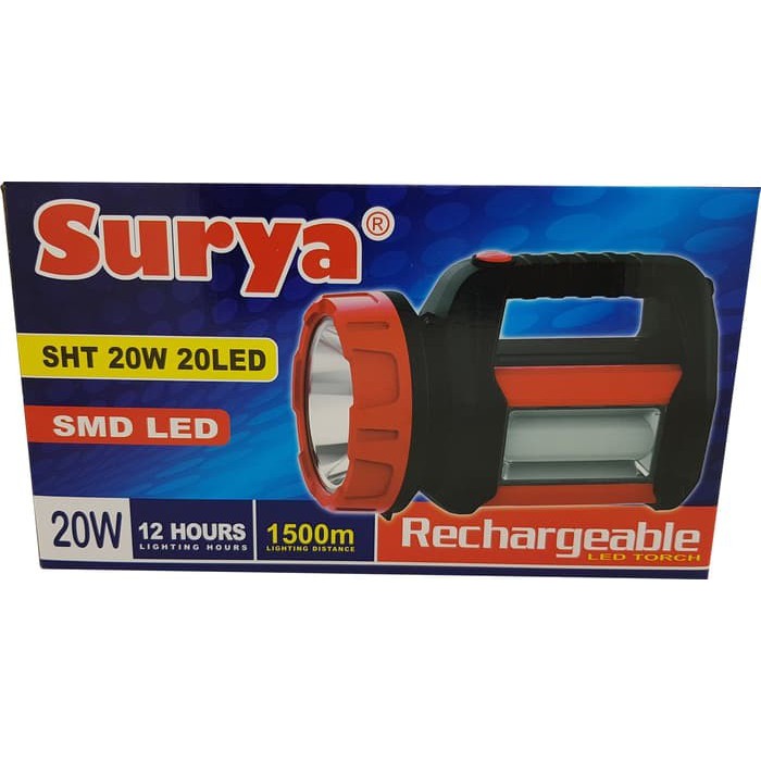 SENTER LAMPU LED SURYA SHT 20W EMERGENCY 20LED CAHAYA PUTIH SENTER LED SURYA SHT 20W