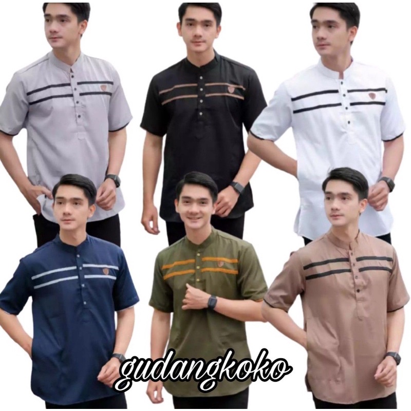 Baju Koko Kurta Dewasa Lengan Pendek Material Catton Adem Serap Keringat