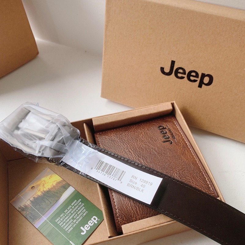 JEEP WALLET &amp; BELT SET PACKAGE / DOMPET PRIA JEEP / IKAT PINGGANG PRIA JEEP