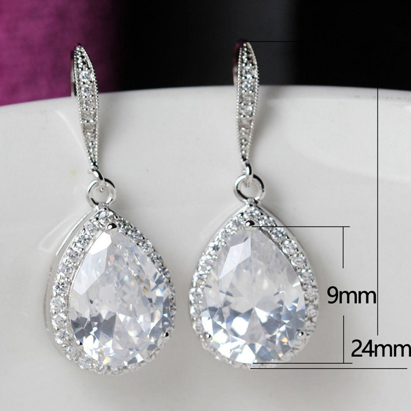 Classic Drop Earring For Women White/Blue/Purple CZ Stone Wedding Engagement Party Accessories Simple And Elegant Jewelry