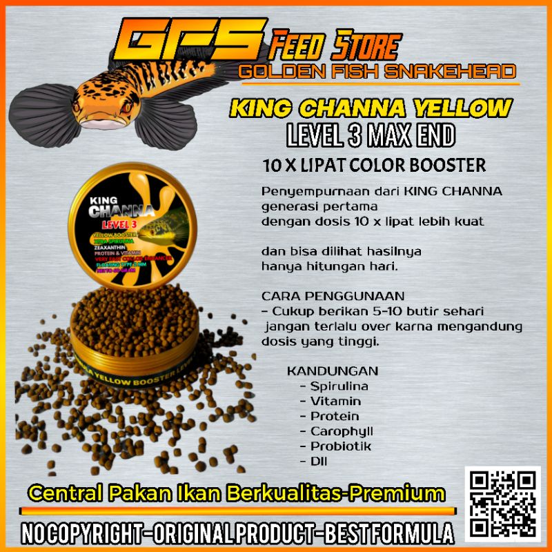 KING CHANNA LEVEL 3 YELLOW Pelet Channa Yellow Pigment 70 Gram