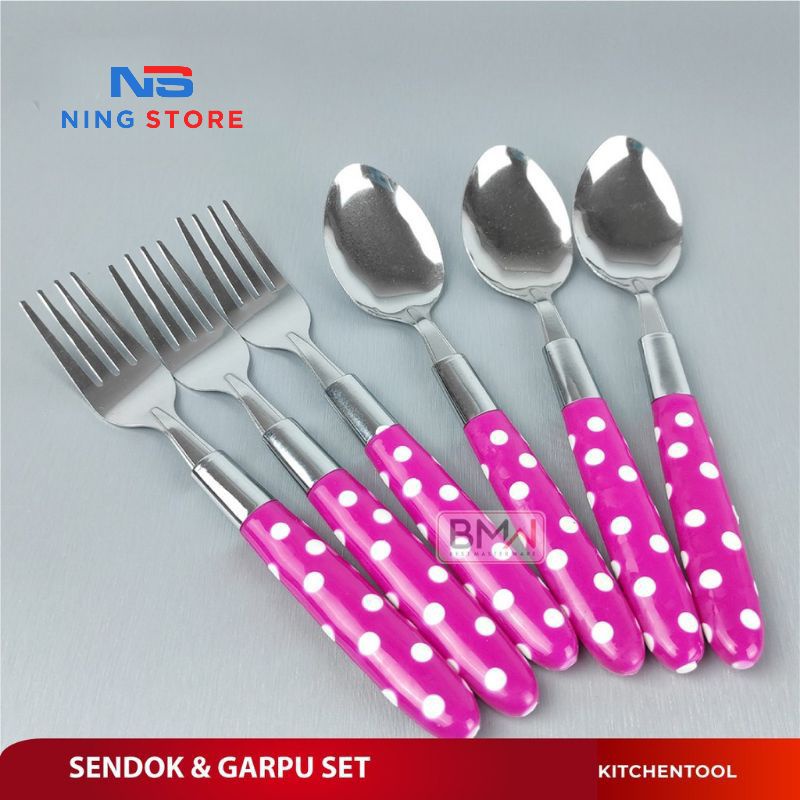 BMW SENDOK POLKADOT 12PCS/SENDOK SET PERALATAN MAKAN
