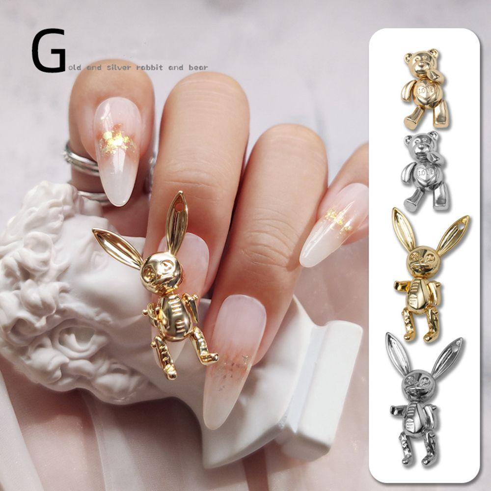 Mxbeauty Perhiasan Nail Art Lucu Tengkorak Bergerak Kelinci Kartun DIY Ornamen